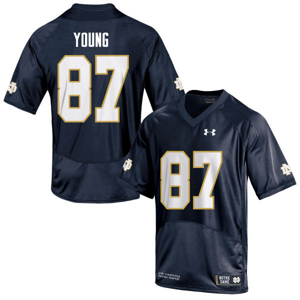 Men #87 Michael Young Notre Dame Fighting Irish College Football Jerseys Sale-Navy